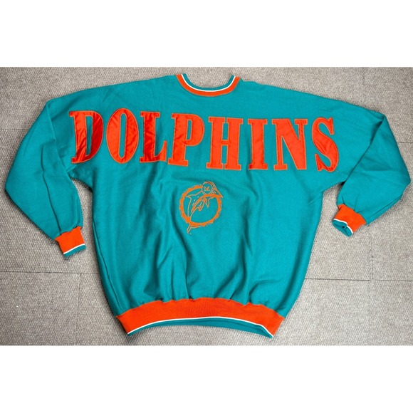 Legends Vtg NFL Embroidered Spellout Big Logo Miami Dolphins Sweatshirt Size 2X - Picture 1 of 9